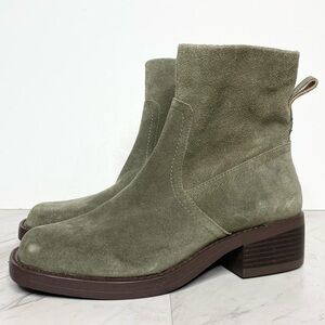 New! Lucky Brand Kazey Green Suede Square Toe Bootie 6M